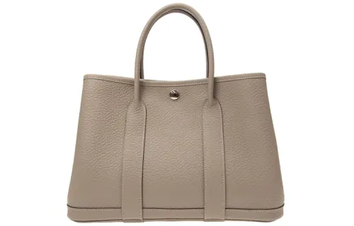 HERMES Garden Party Country Cow Leather Handbag 30 Women's M8 Gris Asphalte Asphalt Gray
