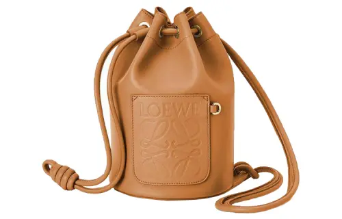 LOEWE Sailor Drawstring Closure Nappa Calfskin Bucket Bag, Shoulder Bag Women's Warm Brown