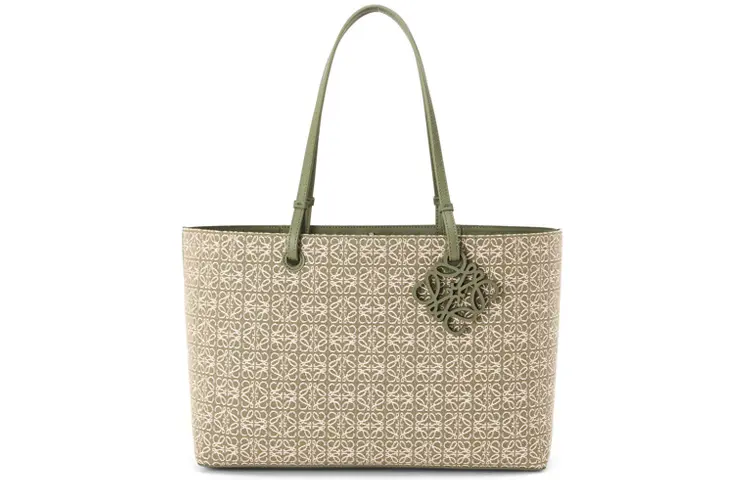 LOEWE Calfskin, Canvas Shoulder Bag Women's Green