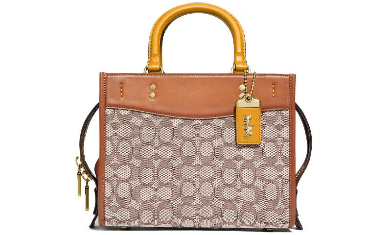 COACH Rogue Textile Paper Bag, Shoulder Bag, Crossbody Bag, Handbag Medium Women's Brown Monogram