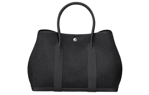 HERMES Garden Party Canvas With Negonda Calfskin Handbag 36 Women's 89 Noir Black