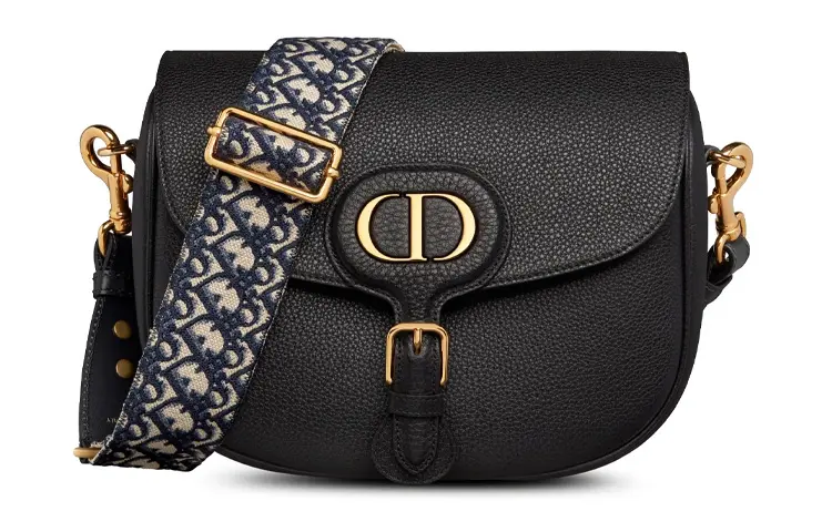 DIOR Bobby Grained Calfskin Shoulder Bag, Crossbody Bag Large Women's Black