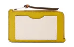 LOEWE Zip Closure Soft Grain Cow Leather Coin Card Holder Women's Ochre Yellow/Light Oat