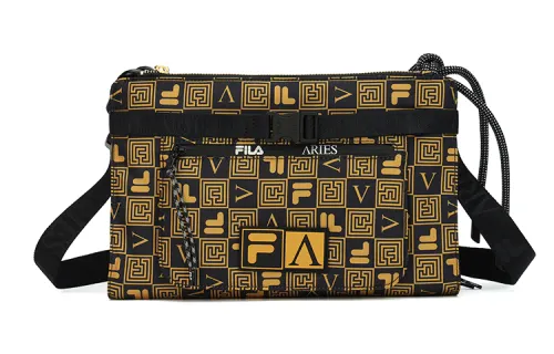 FILA FUSION X Aries Collaboration Fabric Crossbody Bag, Shoulder Bag Regular Unisex Gold