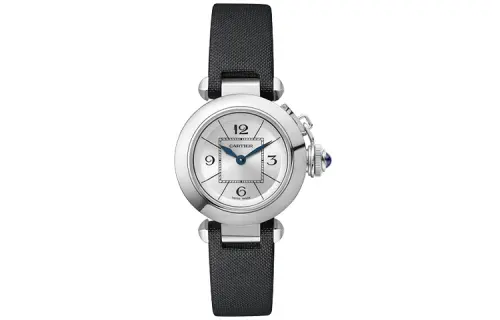 CARTIER PASHA DE Quartz Movement 30m Waterproof Women's Watch 27mm Silver Dial Stainless Steel Case