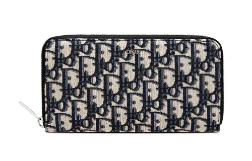 DIOR Cow Leather Wallet Men's Denim Blue