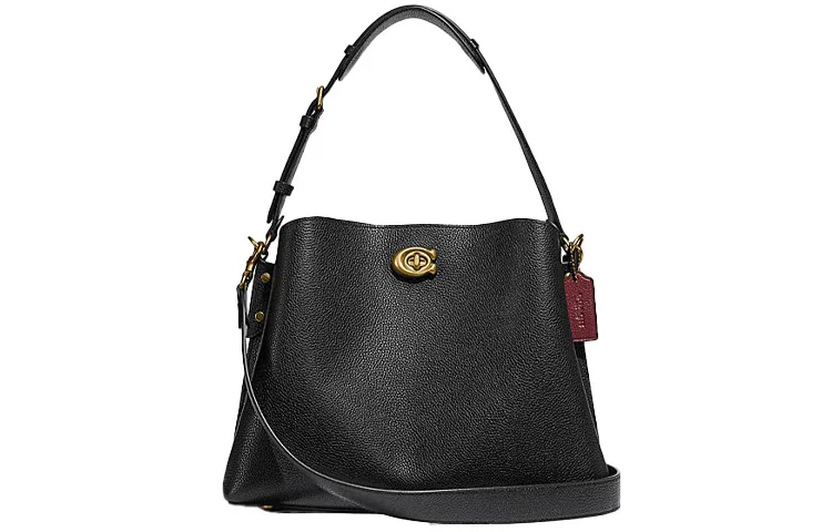 COACH Willow Split Cow Leather Portable Crossbody Bag, Shoulder Bag Large Women's Black