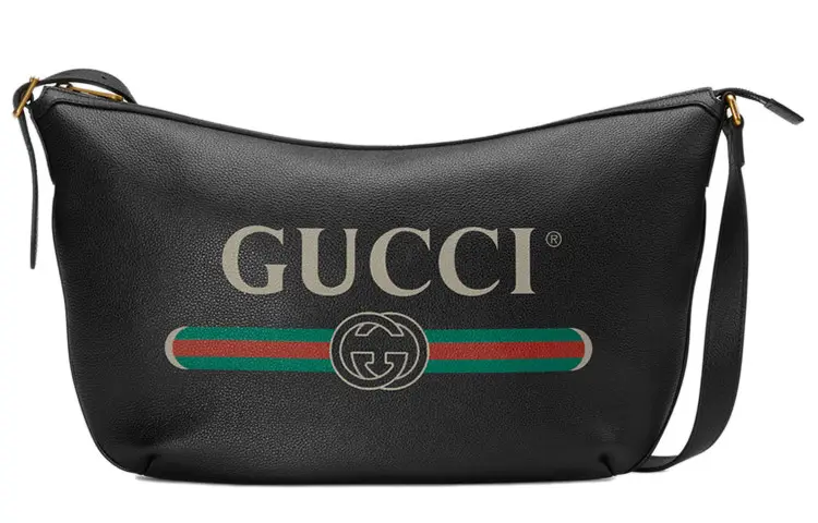 GUCCI Vintage Logo Messenger Shoulder Bag Black
