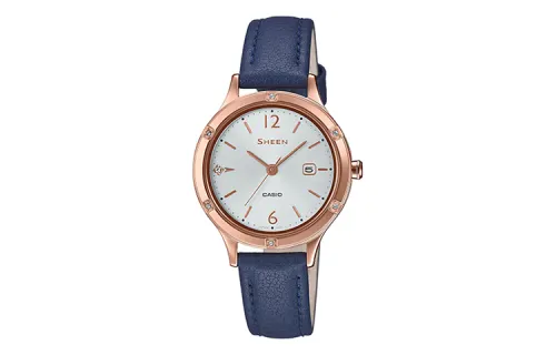 CASIO SHEEN Quartz Movement Genuine Leather Strap Watch Women's Watch Gray Dial
