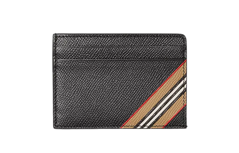 Burberry Icon Stripe 4 Card Slot Card Case Black/Beige