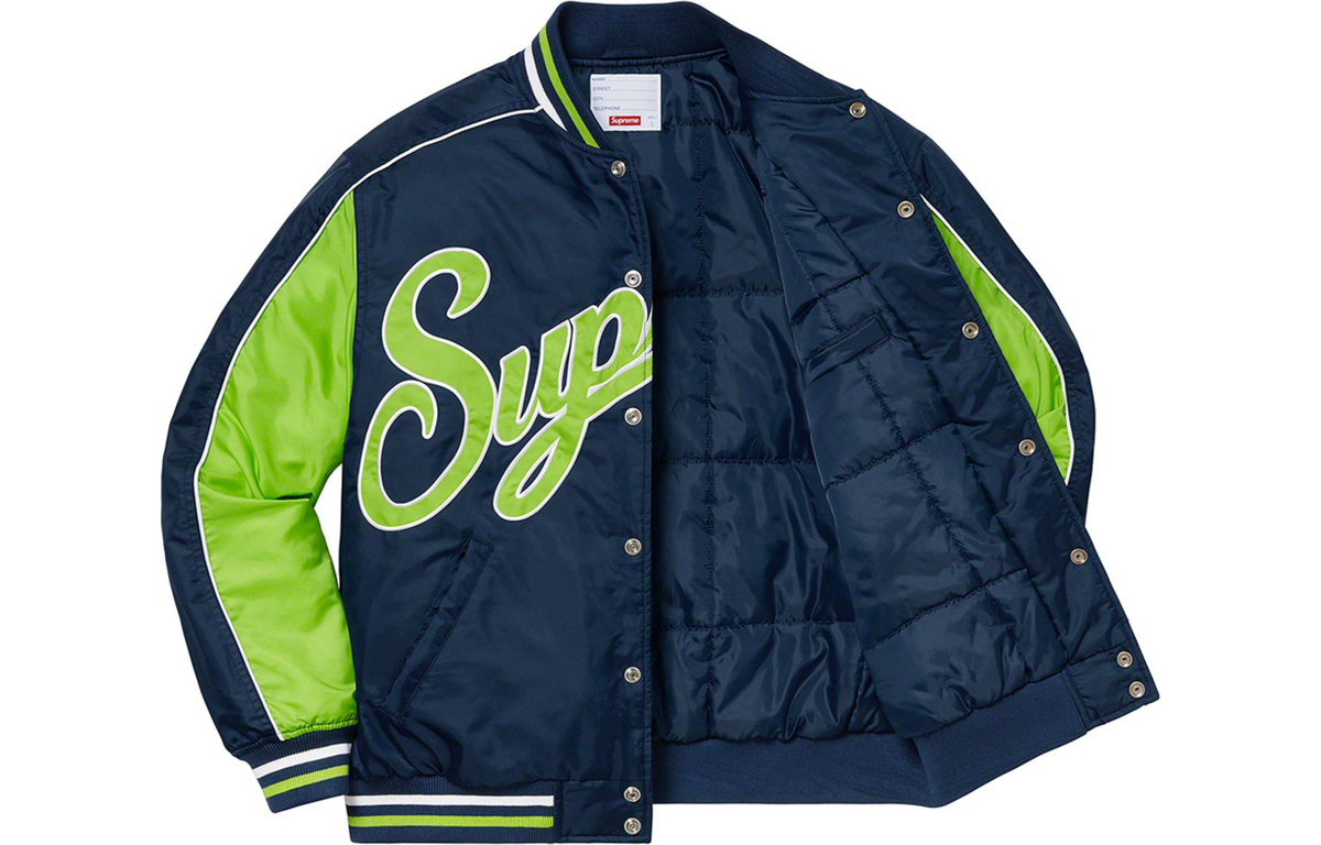 Куртка Supreme FW20 College Baseball Jacket (черно-белая) — фото 9