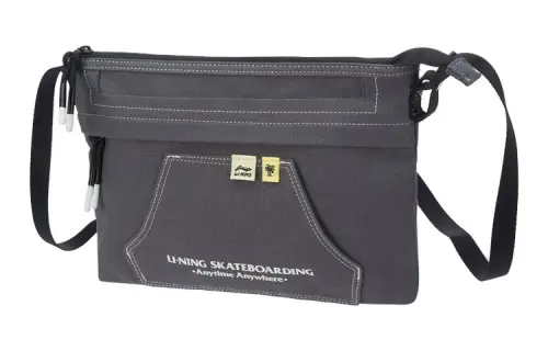 Li Ning Steven Harrington Collaboration Zip Closure Fabric Shoulder Bag, Crossbody Bag Men's Dark Gray