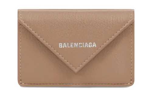 Balenciaga Papier Cow Leather Wallet Mini Unisex Brown