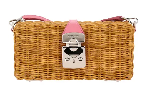 MIU MIU Cow Leather Shoulder Bag Women's Camel