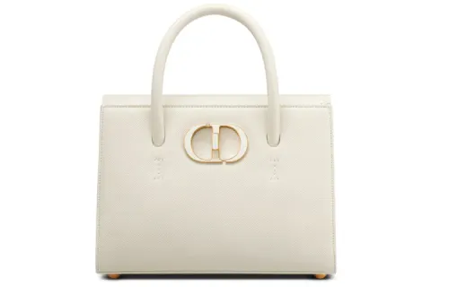 DIOR Grained Calfskin Handbag Medium Women's Milk White