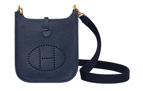 HERMES Evelyne Clemence Bullock Leather Crossbody Bag, Shoulder Bag 16 Women's Midnight Blue & Indigo