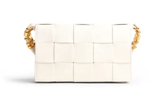 Bottega Veneta CASSETTE Cow Leather, Leather Tofu Bag, Camera Bag, Crossbody Bag, Shoulder Bag Unisex White