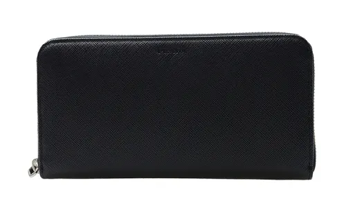 PRADA Saffiano Long Cow Leather Wallet Men's Black