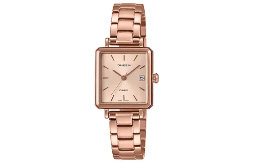 CASIO SHEEN Quartz Movement Stainless Steel Strap Watch Women's Watch Pink Watch Dial