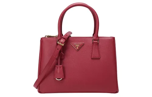 PRADA Galleria Leather Handbag, Shoulder Bag Women's Red