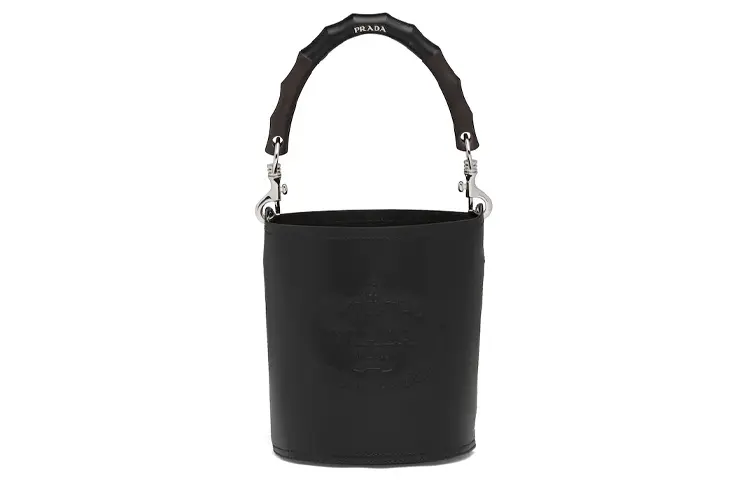 PRADA Leather Handbag Bucket Bag Women's Black