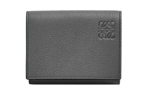 LOEWE Trifold Soft Grain Calfskin Wallet Men's Coal Gray