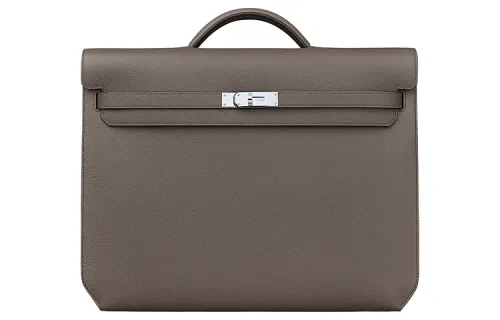 HERMES Kelly Depeches Cow Leather Business Handbag Regular Men's Tin Gray