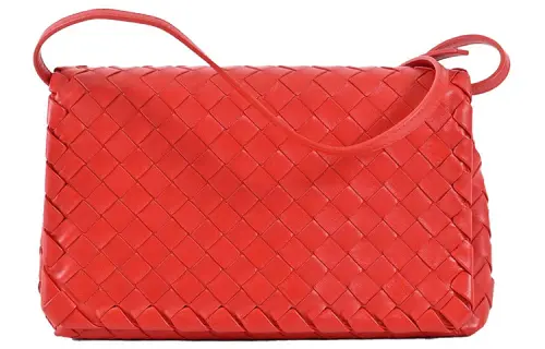 Bottega Veneta Calfskin Messenger Bag, Shoulder Bag, Crossbody Bag Women's Bright Red