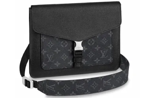 LOUIS VUITTON Crossbody Cow Leather Shoulder Bag Men's Black Gray