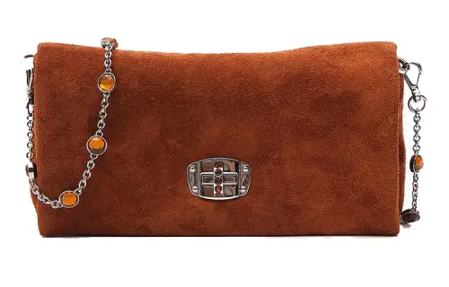 MIU MIU Calfskin Shoulder Bag Women's Brown