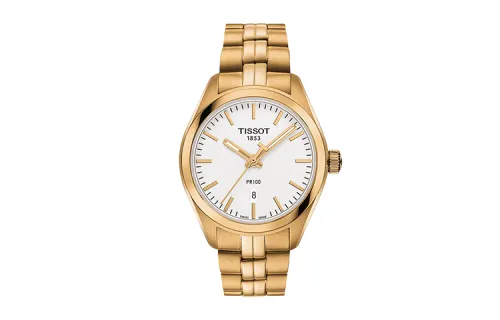TISSOT PR100 Collection Quartz Movement Women's Watch 33mm White Dial Stainless Steel Case