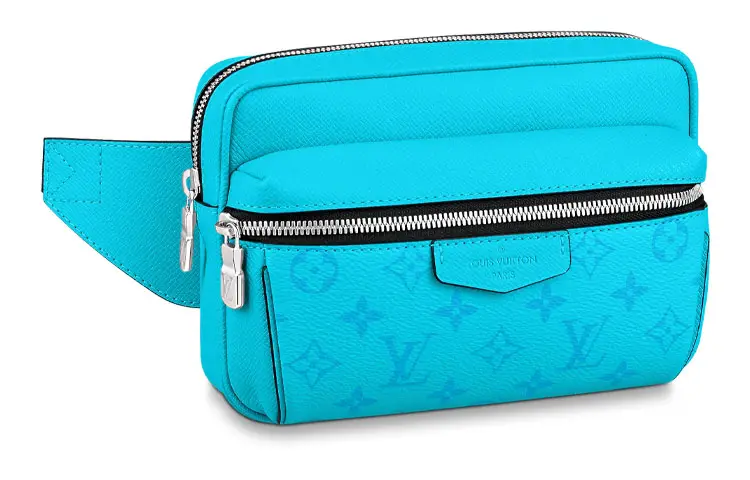 LOUIS VUITTON OUTDOOR Zip Closure Cow Leather Fanny Pack Men's Blue