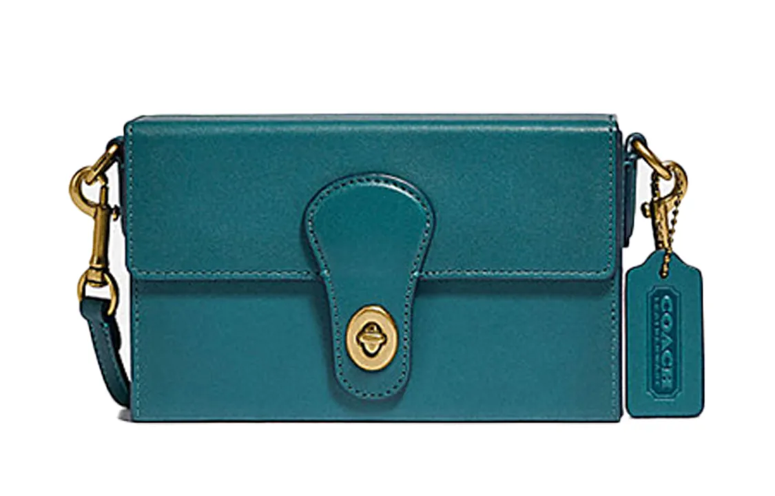 COACH City Blocks Leather Crossbody Bags Small Women's Lake Blue