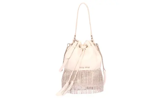 MIU MIU Leather Bucket Shoulder Bag Women's White