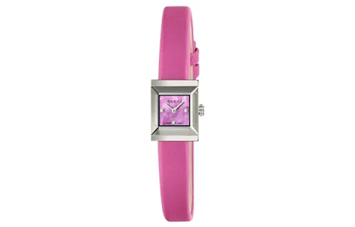 GUCCI Frame Series Wrist Watches Quartz Movement Fabric Satin Strap Pink Watch Dial Women's Watch 30m Water Resistant