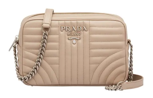 PRADA Diagramme Calfskin Crossbody Bags Women's Light Nude
