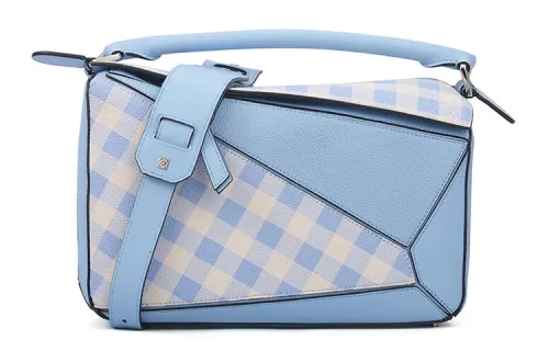 LOEWE Puzzle Calfskin Puzzle Bag Geometric Bag, Handbag, Shoulder Bag, Crossbody Bag Women's Blue & White/Candy Color