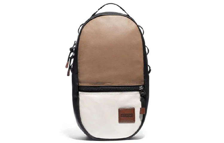COACH Pacer Leather Backpack Medium Men's Khaki Ecru Multicolor