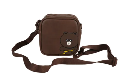 Li Ning LINE FRIENDS Summer Collaboration Brown Bear Artificial Leather Crossbody Bag Regular Unisex Brown