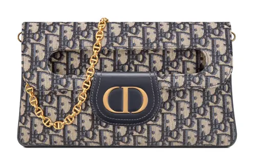 DIOR D Double Oblique Embroidery Handheld Shoulder Bag, Crossbody Bag Medium Women's Denim Blue