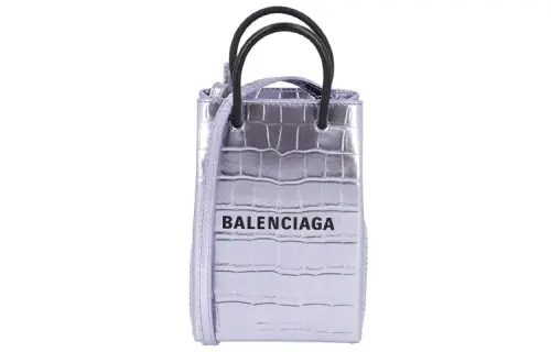 Balenciaga Magnetic Closure Cow Leather Handbag Women's Purple
