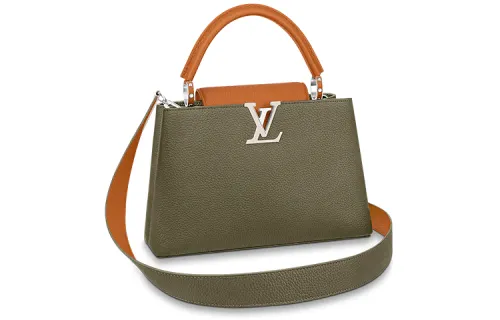 LOUIS VUITTON Capucines Cow Leather Handbag, Shoulder Bag Small Women's Khaki