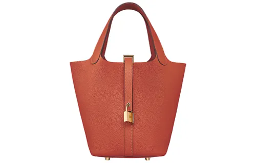 HERMES Picotin Lock Maurice Bullock Leather Basket Bag, Bucket Bag, Handbag 18 Women's R1 Terre Battue Red Earth