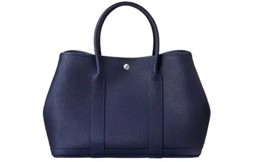 HERMES Garden Party Country Cow Leather Handbag 36 Women's 2Z Bleu Nuit Midnight Blue