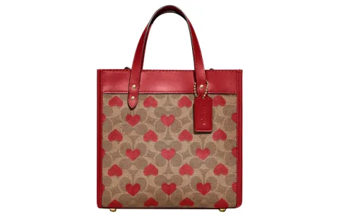 COACH Field Canvas With Leather Tote Bag, Shopping Bag, Shoulder Bag, Crossbody Bag, Handbag Small Women's