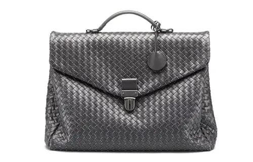 Bottega Veneta Sheepskin Briefcase Men's Gray