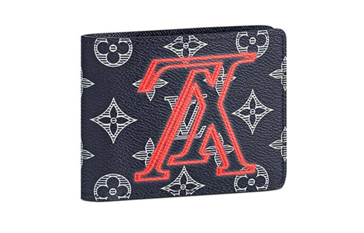 LOUIS VUITTON Multiple Monogram Canvas Wallet Men's Marine Blue/Pink
