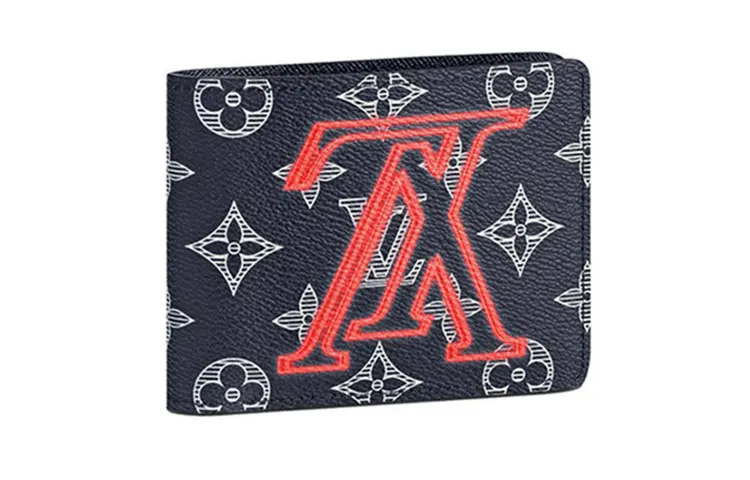 LOUIS VUITTON Multiple Monogram Canvas Wallet Men's Marine Blue/Pink
