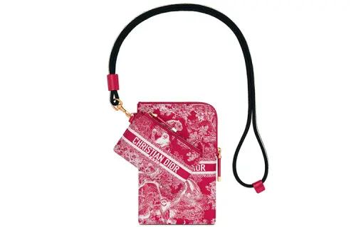 DIOR DiorTravel Canvas Cell Phone Pouch Women's Peach Pink