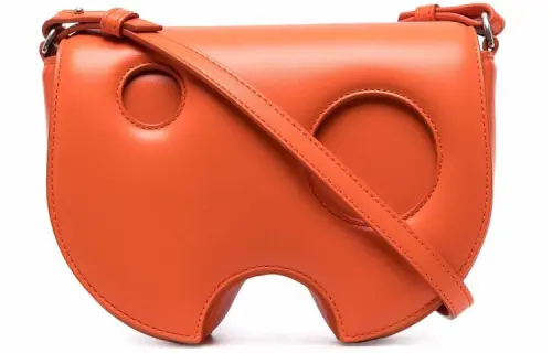 OFF WHITE Leather Cheese Bag, Shoulder Bag Women's Orange